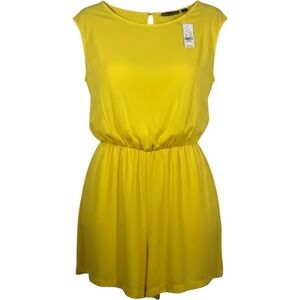 NY&C Yellow Romper Jumpsuit Pockets Sleeveless Casual Summer XXL Shorts Women